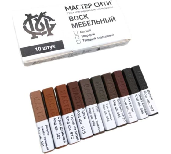 Изображение товара Воск для мебели Мастер Сити твердый 10 цветов Темно-коричневые 2023007