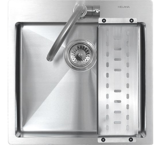 Изображение товара Мойка MELANA R5050H ProfLine 3,0/200 САТИН врезная квадратная в комплекте с коландером MLN-R5050H+коландер