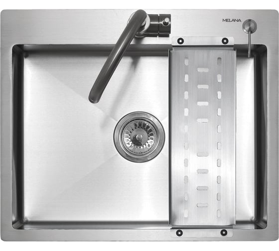 Изображение товара Мойка MELANA R6050H ProfLine 3,0/200 САТИН врезная прямоугольная в комплекте с дозатором и коландер MLN-R6050H+дозатор+коландером