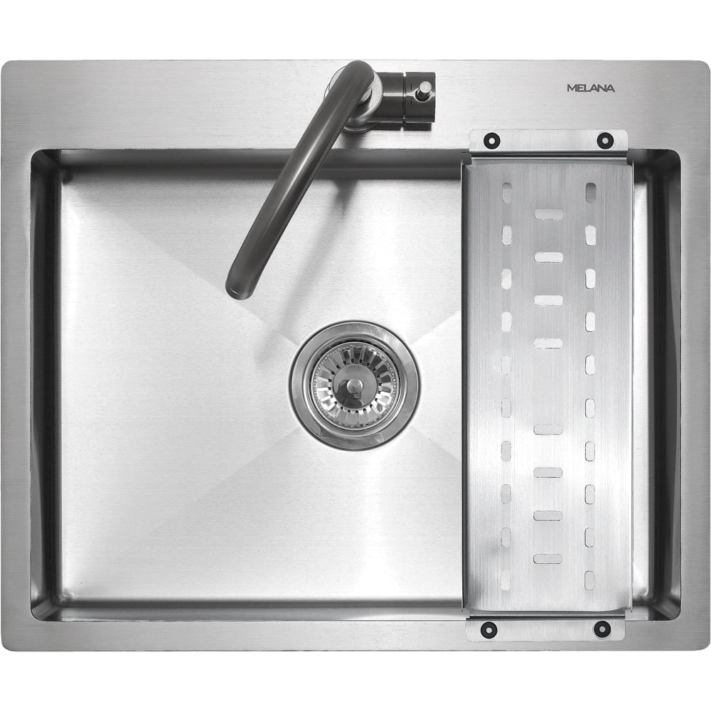 Изображение товара Мойка MELANA R6050H ProfLine 3,0/200 САТИН врезная, прямоугольная, в комплекте с коландером MLN-R6050H+коландер