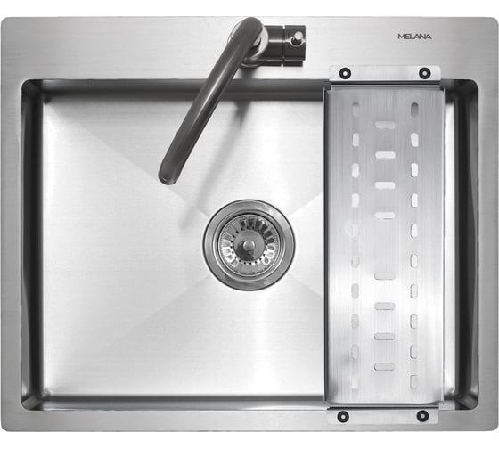 Изображение товара Мойка MELANA R6050H ProfLine 3,0/200 САТИН врезная, прямоугольная, в комплекте с коландером MLN-R6050H+коландер