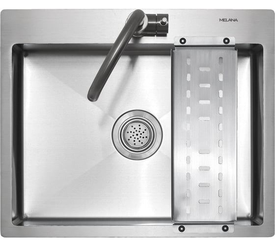 Изображение товара Мойка MELANA R6050HK ProfLine 3,0/200 САТИН врезная, прямоугольная, в комплекте с коландером MLN-R6050HK+коландер