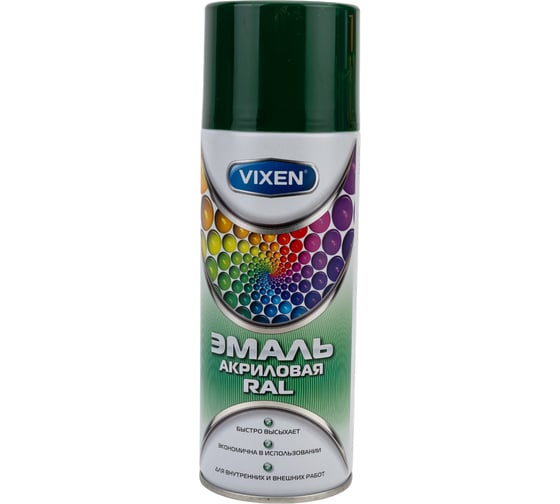 Изображение товара Акриловая эмаль VIXEN зеленый мох RAL 6005, аэрозоль, 520 мл VX36005