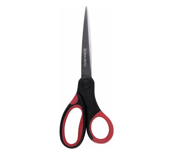 Изображение товара Ножницы BRAUBERG Office 210 мм, прорезиненные ручки, красно-черные, 2-х сторонняя заточка 231566