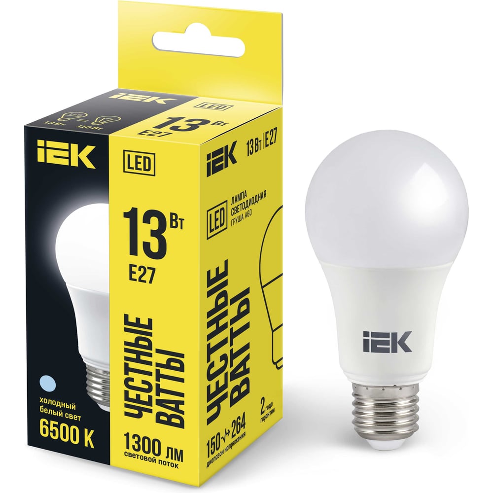 Изображение товара Лампа IEK LED LLE-A60-13-230-65-E27 13 Вт, 6500 К, E27, 1170 лм