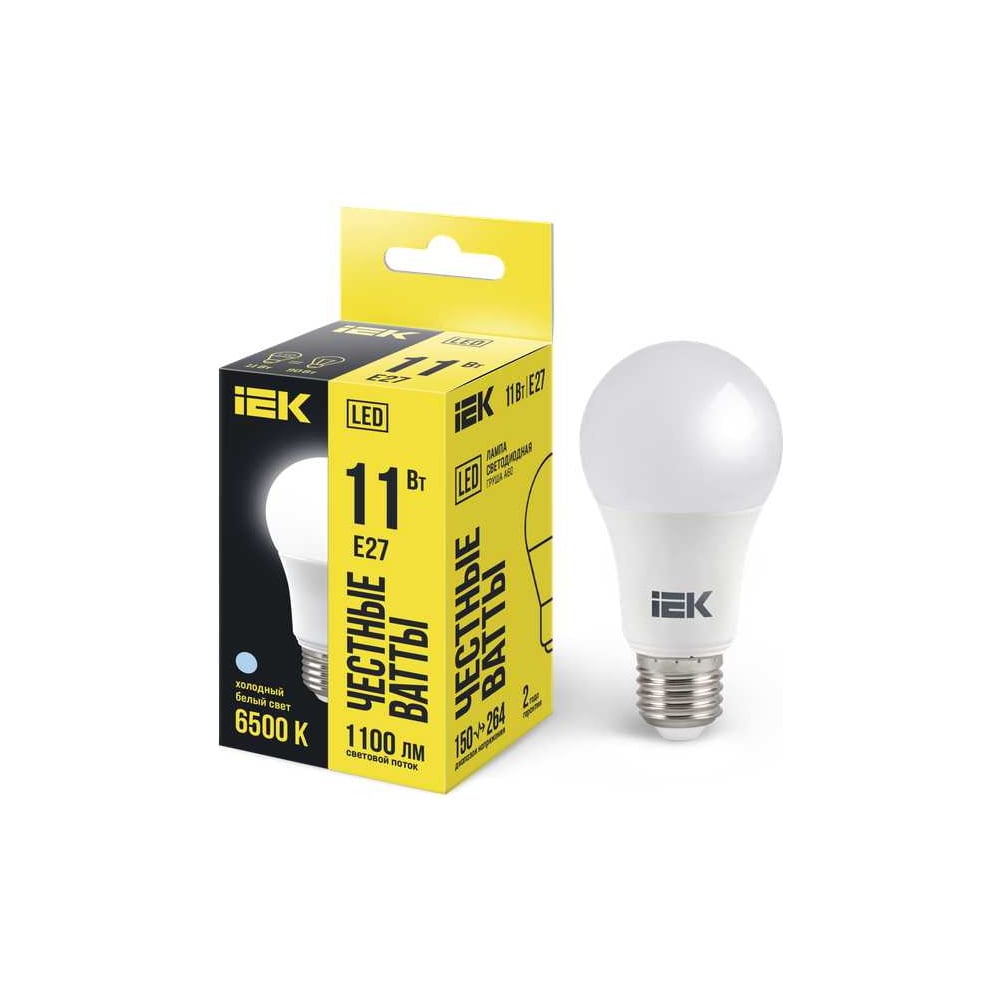 Изображение товара Светодиодная лампа IEK A60 11Вт E27 холодный белый 6500K
