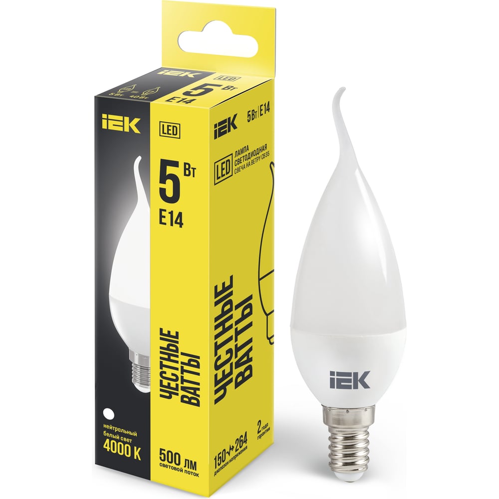 Изображение товара LED лампа IEK CB35 свеча на ветру 5Вт E14 4000K