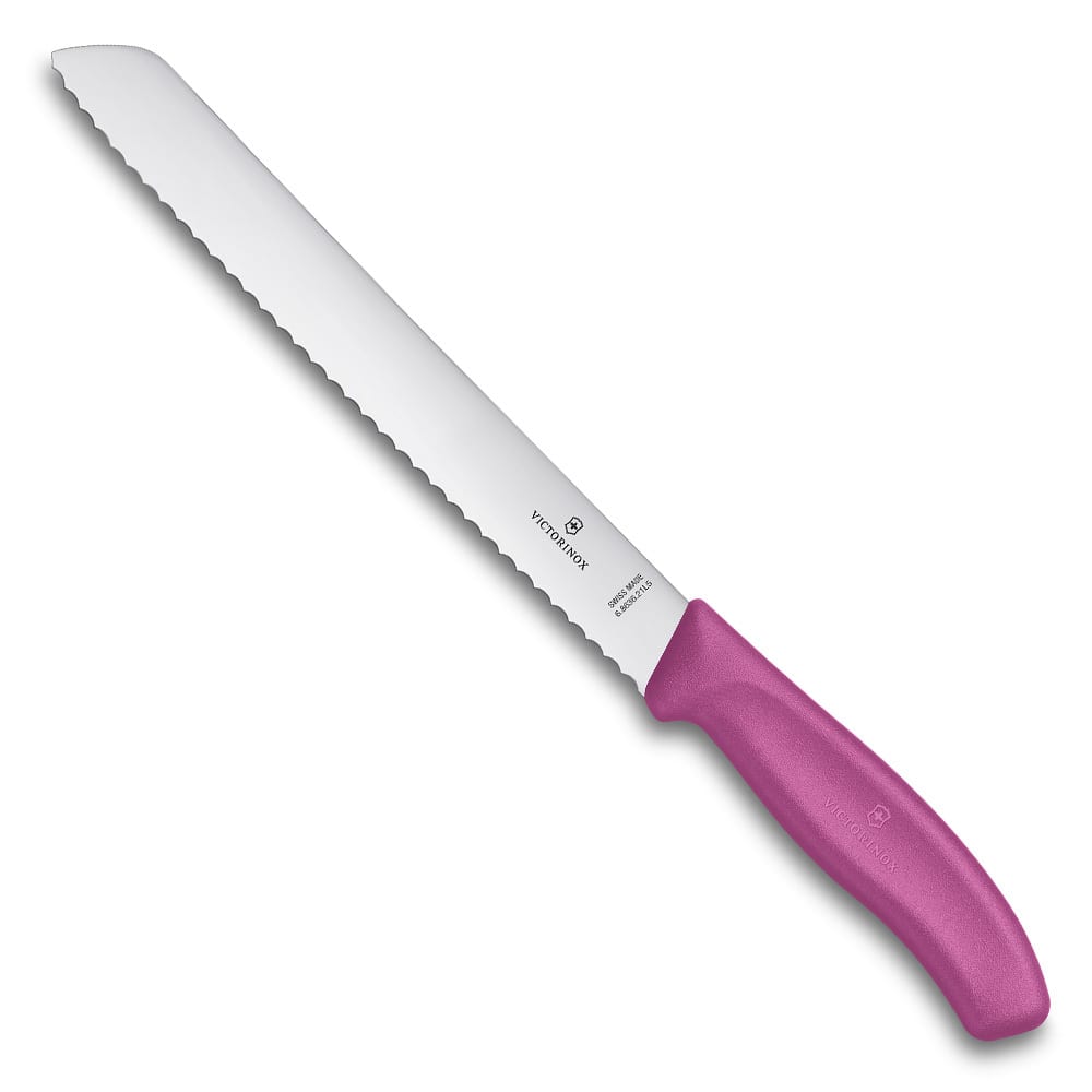 фото Нож для хлеба victorinox лезвие 21 см волнистое, розовый, в блистере 6.8636.21l5b