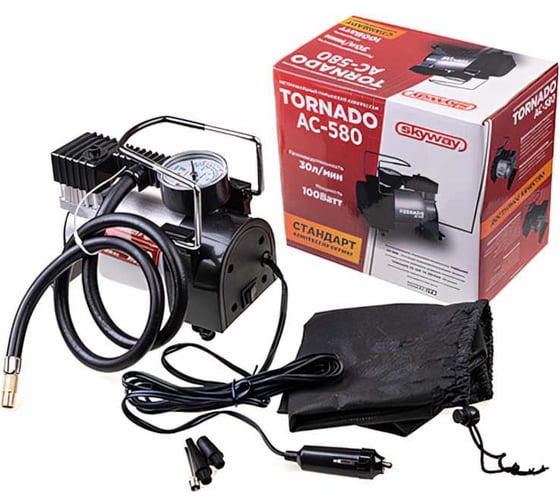 Изображение товара Компрессор SKYWAY ТОРНАДО АС-580 СТАНДАРТ металлический, 30 л/мин, в прикуриватель S02001023