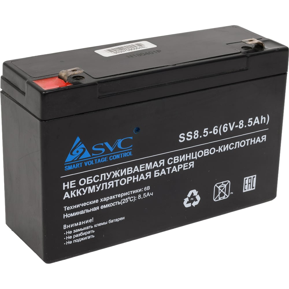 Изображение товара Аккумуляторная батарея SVC SS8.5-6 AGM 6 В 8.5 А*ч для охранных систем