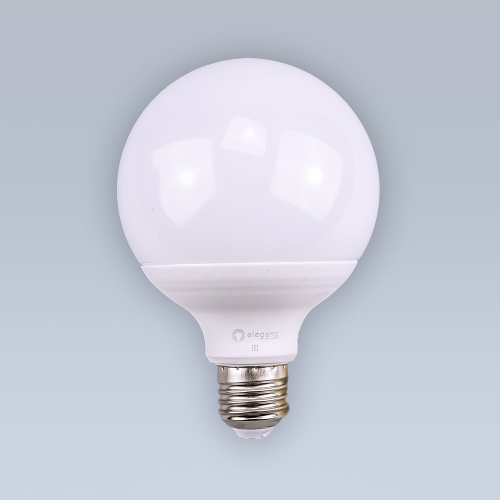 Изображение товара Светодиодная лампа ELEGANZ Е27 Шар матовый 16W G95 3000К Теплый свет