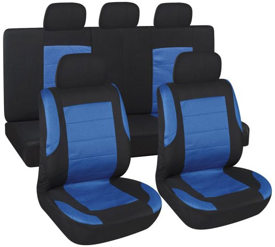Изображение товара Чехлы для сиденья SKYWAY Forsage полиэстер/сетка 9 предм. черно/синий S01301149