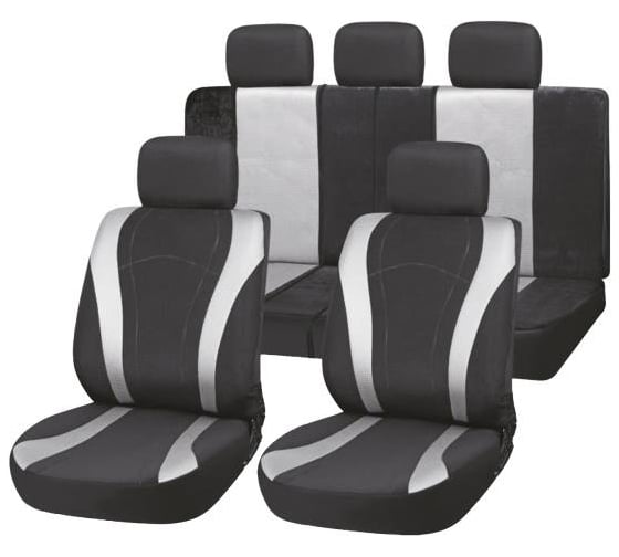 Изображение товара Чехлы для сиденья SKYWAY Forsage полиэстер/сетка 9 предм. черно/серый S01301130