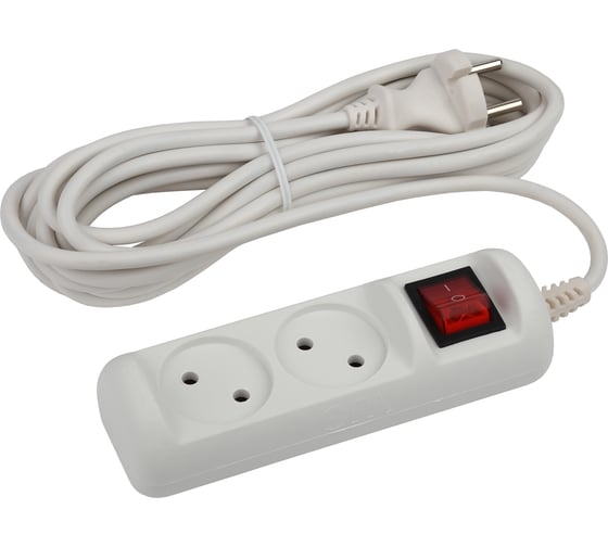 Изображение товара Удлинитель ЭРА U-2s-5m-2x1 без заземления, с выключателем, 2 гнезда, 5 метров, ПВС, 2х1мм2, 10А, 20/720 Б0044048