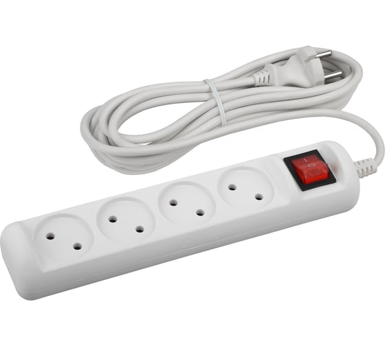 Изображение товара Удлинитель ЭРА U-4s-3m-2x1 без заземления, с выключателем, 4 гнезда, 3 м, ПВС, 2х1мм2, 10А, 20/600 Б0044053