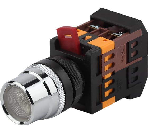 Изображение товара Кнопка ЭРА ABLF-22 белый, d=22мм, неон, 240В, 1з+1р, 10/400/3200 Б0045647