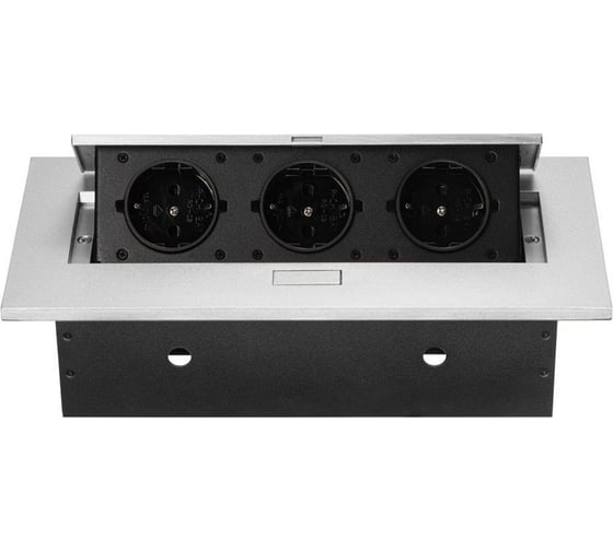 Изображение товара Выдвижная встраиваемая розетка Mebax MX-226 (J) 3 секции Серебро Полуавтоматический 266х130х68мм (с кабелем питания) 00-00002877