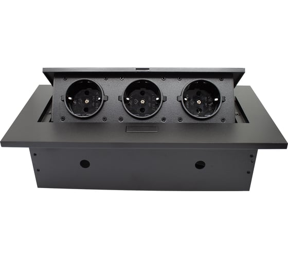 Изображение товара Выдвижная встраиваемая розетка Mebax MX-226 (J) 3 секции Чёрный Полуавтоматический 266х130х68мм (без кабеля питания) 00-00002879