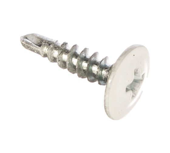 Изображение товара Саморез Стройметиз 4,2х16 металл-металл с прессшайбой, сверло, RAL 9003, уп. 20 шт. европодвес 2530191