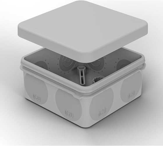 Изображение товара Распаячная коробка REXANT для прямого монтажа ОУ, HF, 80x80x40 мм, IP67 (мембранные вводы) 28-3078