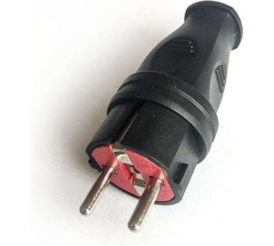 Изображение товара Вилка прямая КОСМОС 16A каучук IP44 черный, VKsm-Z-IP(B)16A