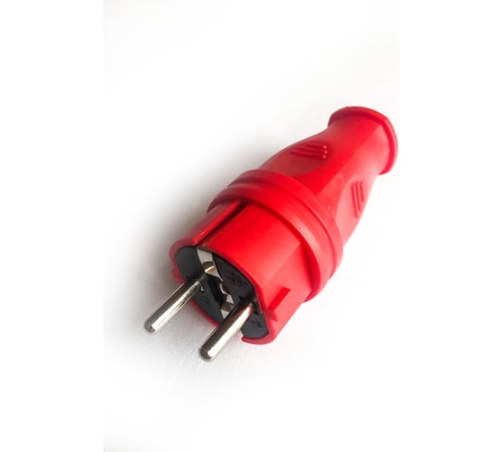Изображение товара Вилка прямая КОСМОС 16A каучук IP44 красный, VKsm-Z-IP(R)16A