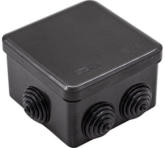 Изображение товара Коробка разветвительная РемоКолор для наружного монтажа, 7вводов, 80x80x40мм, черная, IP54 89-0-190