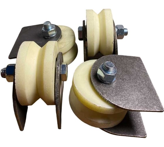 Изображение товара Ролик на пластинах 23 Болта d70 мм, под угол шириной 35 мм, капролон 4 шт. 2711