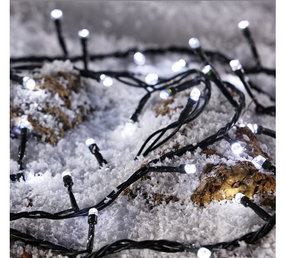 Изображение товара Электрогирлянда MOROZCO Светодиоды Уличные, 6 м+5 м провод, 120 ламп, 8 функций, холодный белый/многоцветный, Э55570005