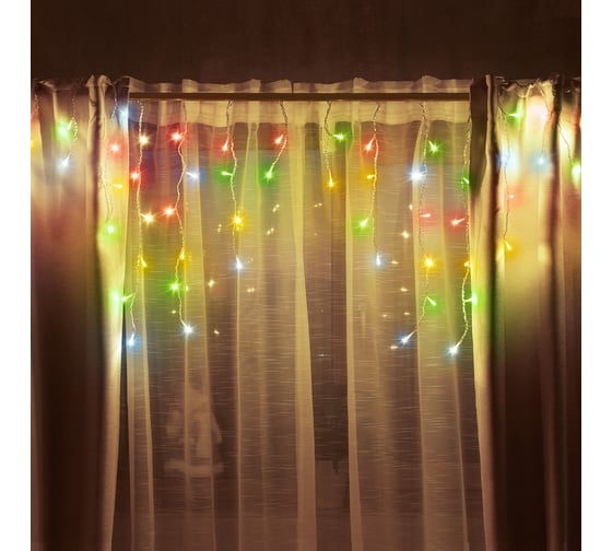Изображение товара Электрогирлянда VEGAS Бахрома, 48 разноцветных LED ламп, 12 нитей, 55114