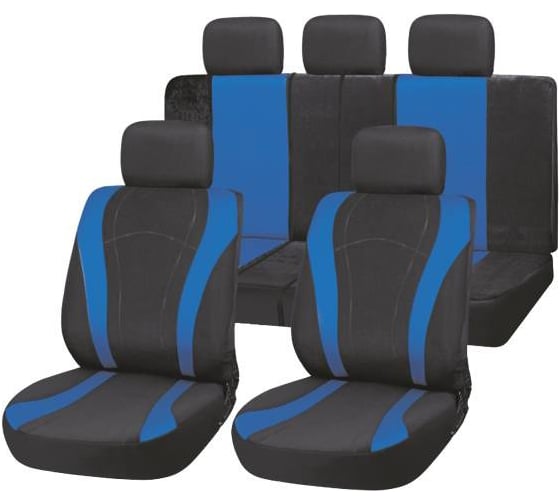 Изображение товара Чехлы для сиденья SKYWAY Forward- 4 полиэстер/сетка 9 предм. черно/синий S01301131