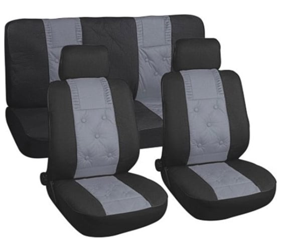 Изображение товара Чехлы для сиденья SKYWAY Prestige-7 велюр 11 предм. черно/серый S01301032