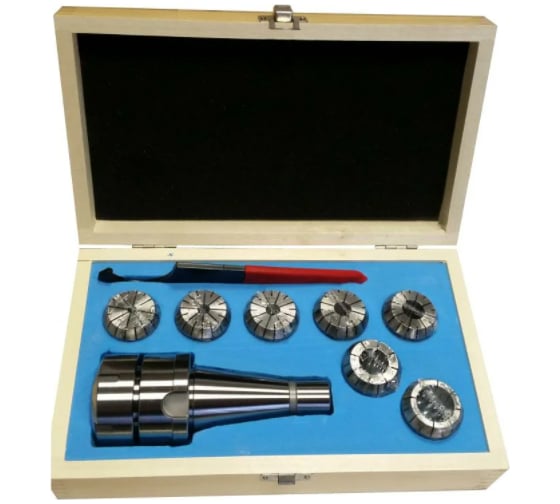 Изображение товара Патрон цанговый NT50ER40 хвостовик конус 7:24 DIN2080 с набором цанг 7 шт GRIFF b221242