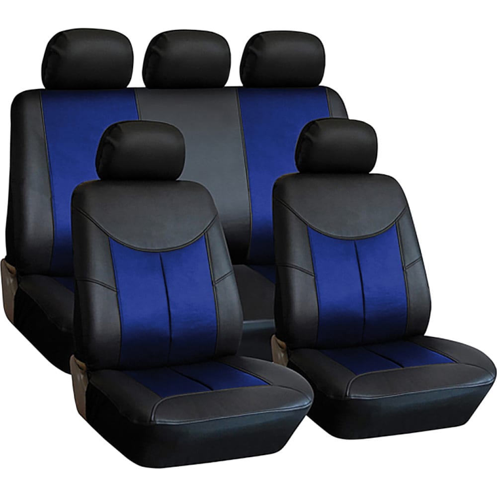 Купить Универсальные чехлы для автомобильных сидений KRAFT, STYLE, черно/синий, экокожа