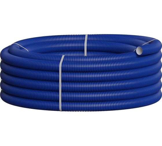 Изображение товара Вентиляционная труба гибкая двустенная для воздуховода Экопласт (ПНД), антистатическая и антибактериальная D75мм, цвет синий (50м) 803075BU