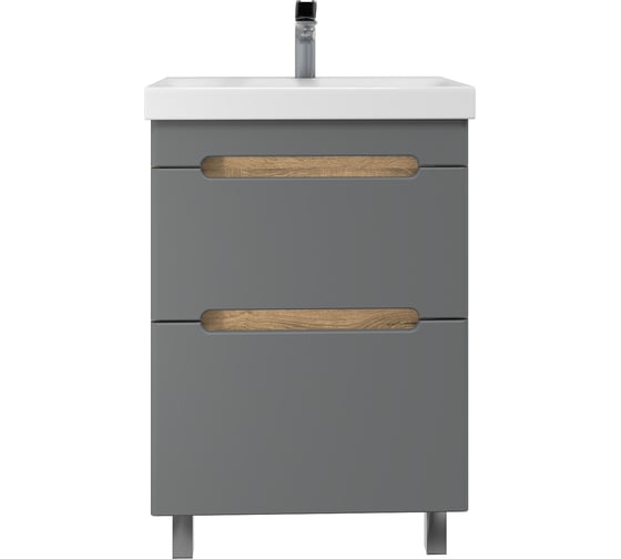 Изображение товара Напольная тумба Sanstar Diva 50 с раковиной Moduo 50 (комплект) для ванной комнаты Дуб вотан, графит софт 457.1-1.4.1.КМОД