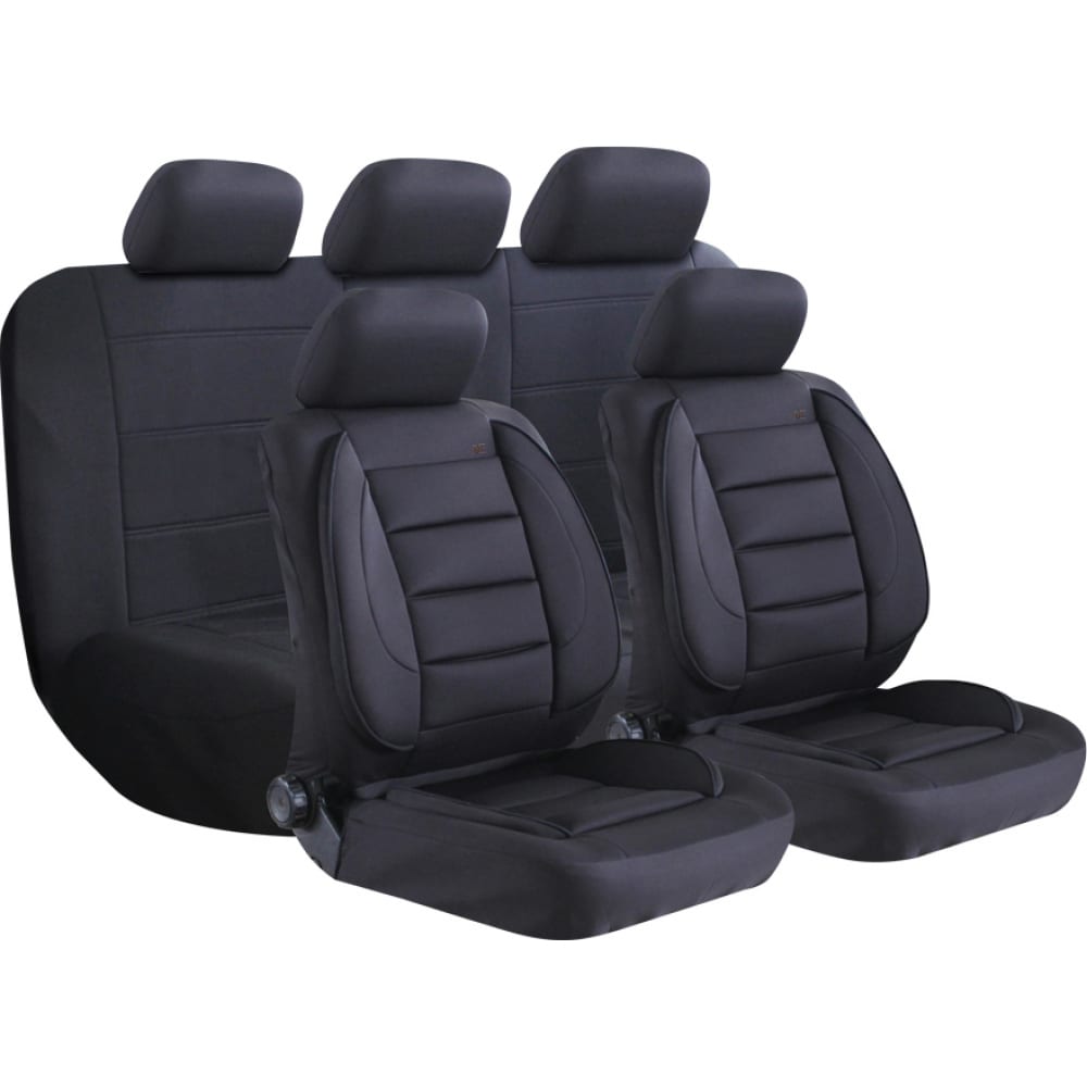 фото Чехлы для автомобильных сидений kraft comfort универсальные, полиэстер, черные kt 835637
