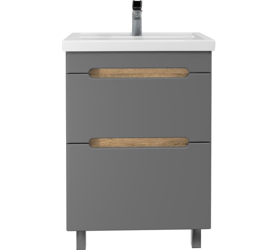 Изображение товара Напольная тумба Sanstar Diva 50 с раковиной Фостер 50 (комплект) для ванной комнаты Дуб вотан, графит софт 457.1-1.4.1.КФОС