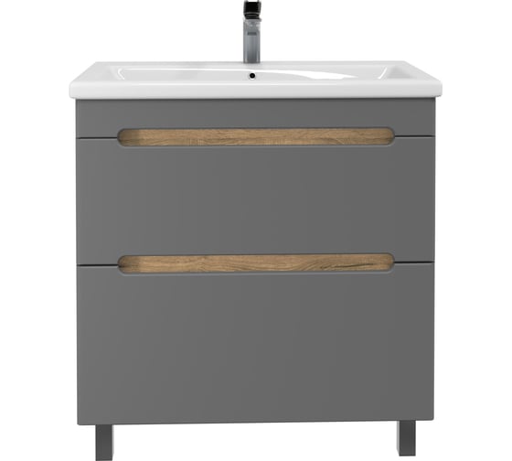 Изображение товара Напольная тумба для ванной комнаты Sanstar Diva 70 с раковиной Como 70 (комплект) Дуб вотан, графит софт 459.1-1.4.1.ККОМ