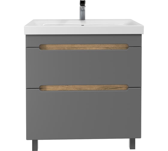 Изображение товара Напольная тумба для ванной комнаты Sanstar Diva 80 с раковиной Moduo 80 (комплект) Дуб вотан, графит софт 460.1-1.4.1.КМОД