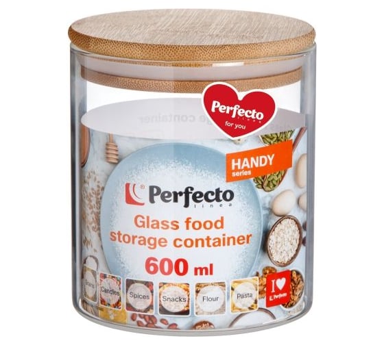 Изображение товара Стеклянная банка для сыпучих продуктов PERFECTO LINEA 600 мл, серия Handy 34-102600