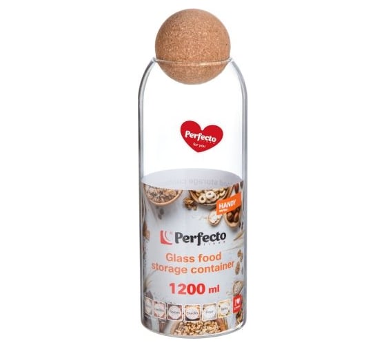 Изображение товара Стеклянная банка для сыпучих продуктов PERFECTO LINEA 1200 мл, серия Handy 34-101200