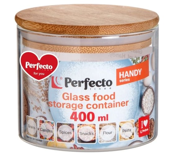 Изображение товара Стеклянная банка для сыпучих продуктов PERFECTO LINEA 400 мл, серия Handy 34-102400