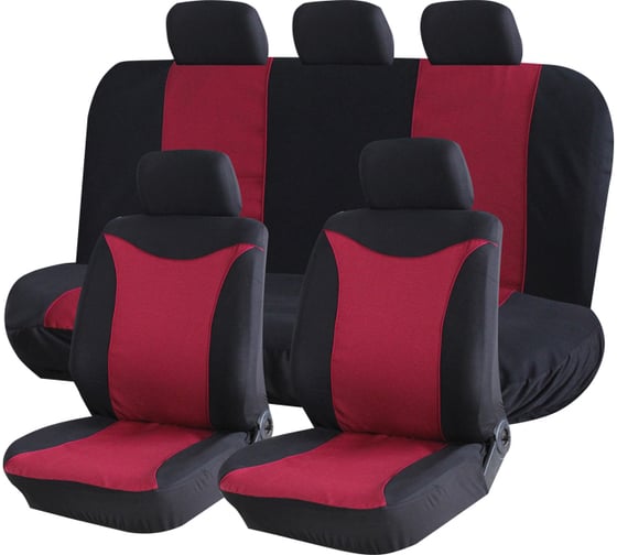 Изображение товара Чехлы для автомобильных сидений KRAFT PRESTIGE универсальные, полиэстер/жаккард, черно-красные KT 835617