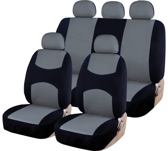 Изображение товара Чехлы для автомобильных сидений KRAFT CASUAL универсальные, полиэстер, черно-серые KT 835611