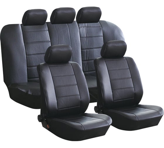 Изображение товара Чехлы для автомобильных сидений KRAFT FASHION универсальные, экокожа, черные KT 835620