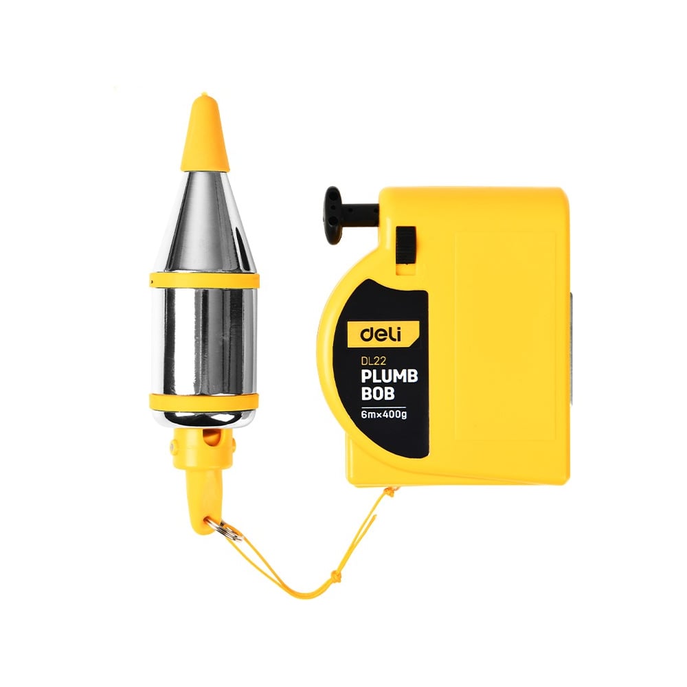 Конусный отвес с магнитным держателем DELI DL22 вес 400гр, длина нити 6м, автоматическое втягивание 133751