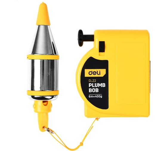Изображение товара Конусный отвес с магнитным держателем DELI DL22 вес 400гр, длина нити 6м, автоматическое втягивание 133751