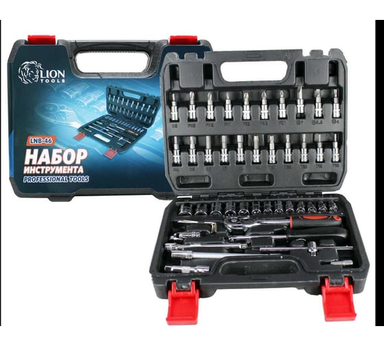 Изображение товара Набор инструмента Lion 46 предметов, 6 граней, 1/4"DR, 1/18 LNB-46