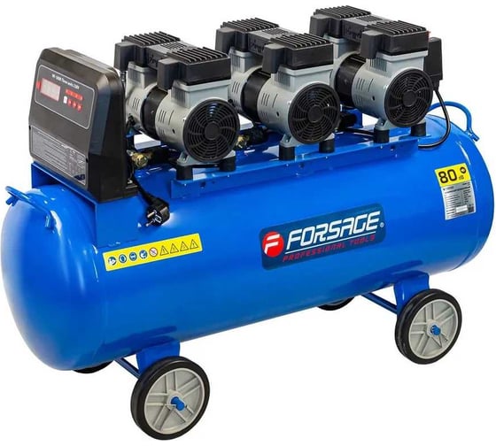 Изображение товара Поршневой компрессор с прямым приводом Forsage 6 цилиндров, безмасляный, ресивер 100 л, 3.3 кВт, 8 бар, 600 л/м, 230 В F-TB265-100 UPH(59229)